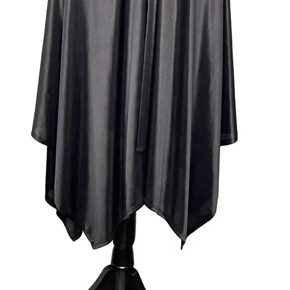 Vintage La Scala Halter Black Studded Prom Dance Liquid Knit Dress whimsigoth L - Picture 5 of 14